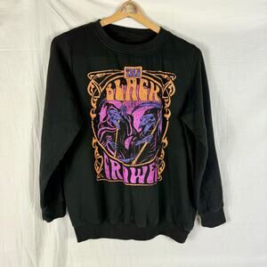Black Crowes Sweater Juniors Medium Black Band Crew Neck Neon Purple